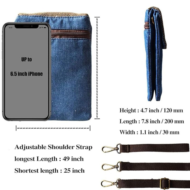 WITERY Small Canvas Crossbody Bags for Women Cute Cloth Purse Cellphone Crossbody Purse with Adjustable Shoulder Strap Mini Travel Shoulder Bag Phone Pouch Wristlet Wallet for Teen Girls - Image 3